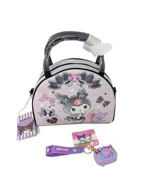 Loungefly Kuromi Baku Lolita Purple Dome Crossbody Bowling Bag + Camera Keychain